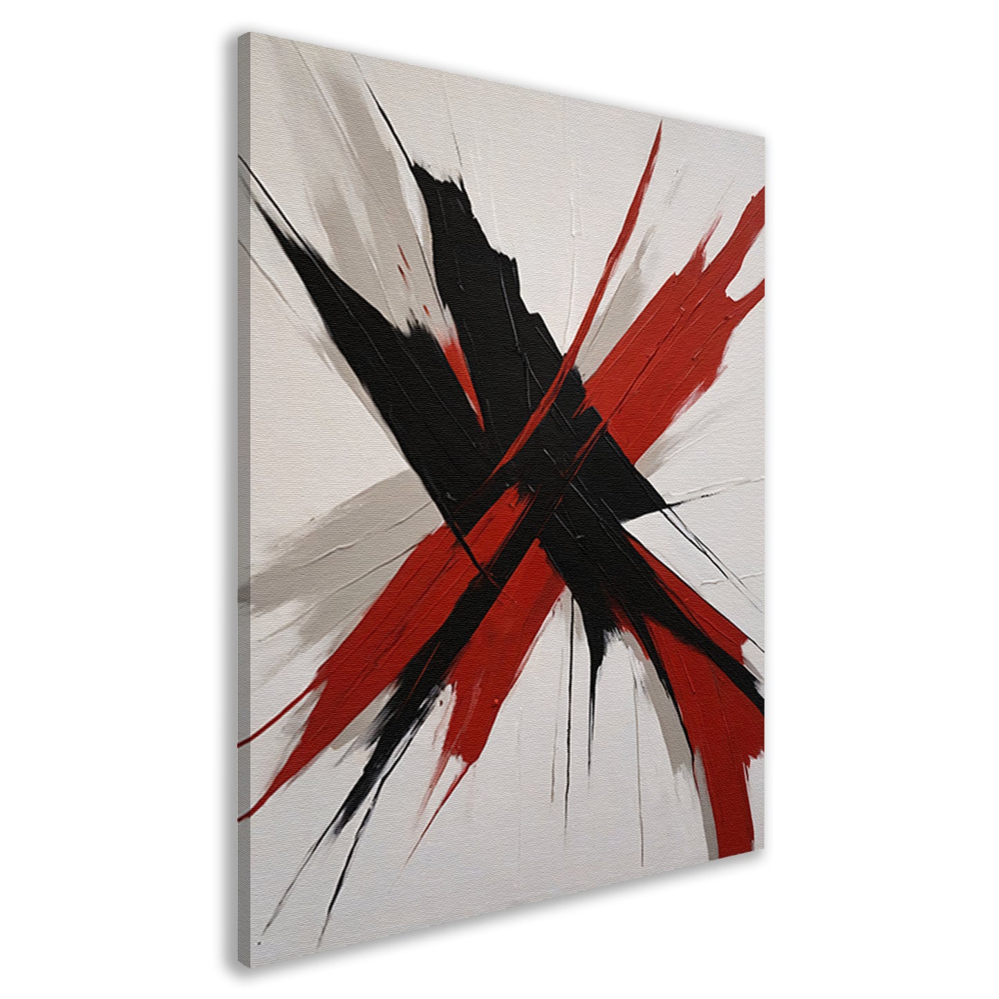 Abstracte Dynamiek in Zwart en Rood canvas
