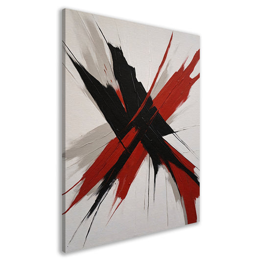Abstracte Dynamiek in Zwart en Rood canvas