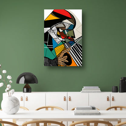 Kubistische Muzikant in Levendige Kleuren canvas