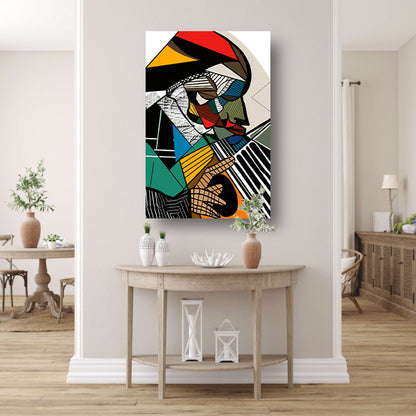 Kubistische Muzikant in Levendige Kleuren canvas