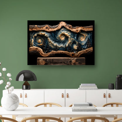 Houten sterrenhemel wanddecoratie canvas