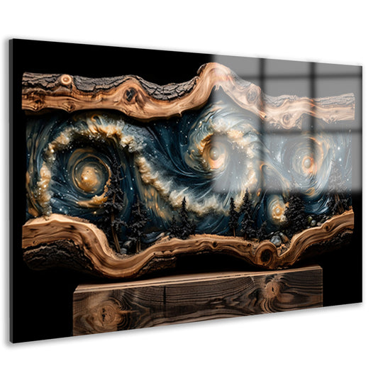 Houten sterrenhemel wanddecoratie acrylglas