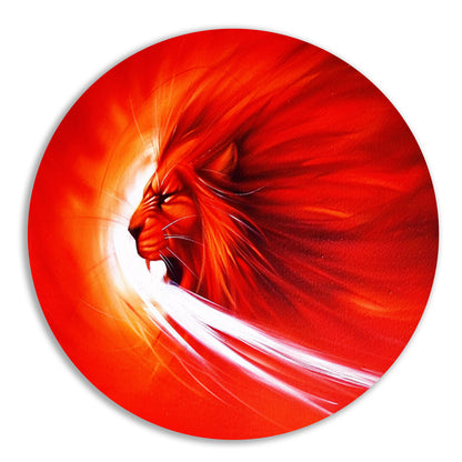 Abstracte leeuw in vurige kleuren schilderij forex muurcirkel