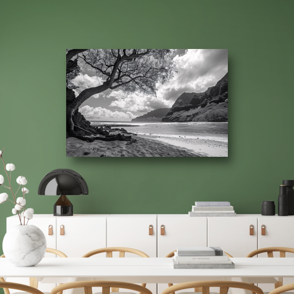 Eenzame boom op strand canvas