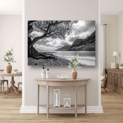 Eenzame boom op strand canvas