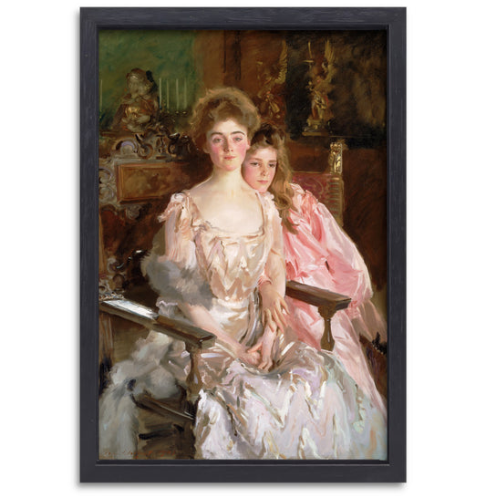 Mevrouw Fiske Warren (Gretchen Osgood) en haar dochter Rachel - John Singer Sargent canvas met baklijst