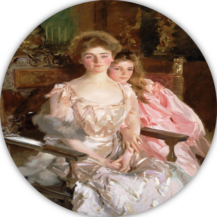 Mevrouw Fiske Warren (Gretchen Osgood) en haar dochter Rachel - John Singer Sargent aluminium muurcirkel