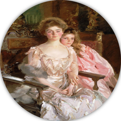Mevrouw Fiske Warren (Gretchen Osgood) en haar dochter Rachel - John Singer Sargent aluminium muurcirkel