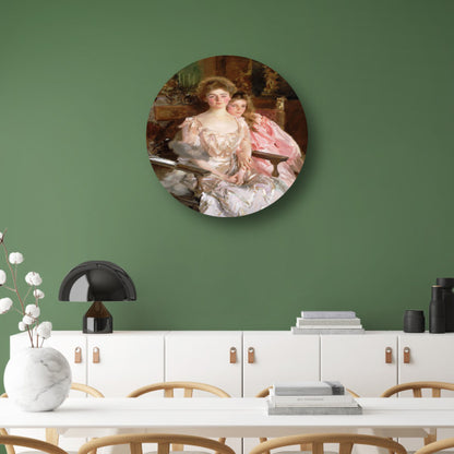 Mevrouw Fiske Warren (Gretchen Osgood) en haar dochter Rachel - John Singer Sargent aluminium muurcirkel