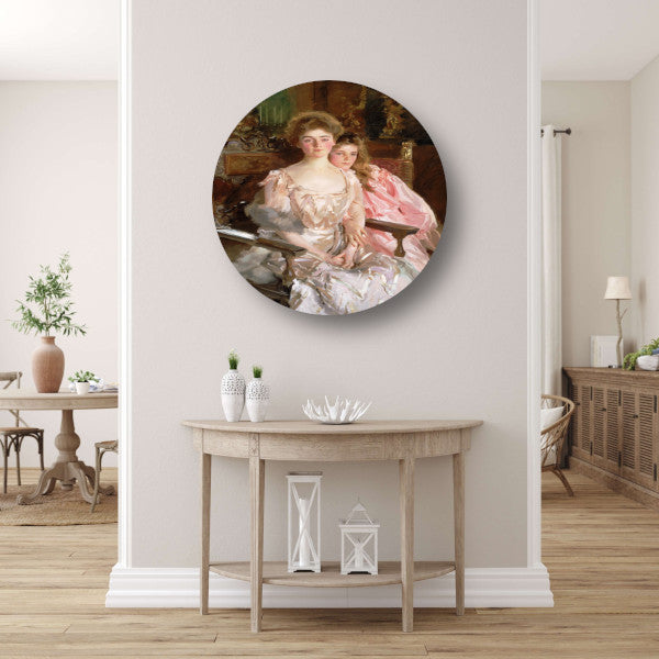 Mevrouw Fiske Warren (Gretchen Osgood) en haar dochter Rachel - John Singer Sargent aluminium muurcirkel