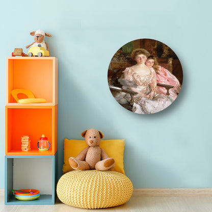 Mevrouw Fiske Warren (Gretchen Osgood) en haar dochter Rachel - John Singer Sargent aluminium muurcirkel