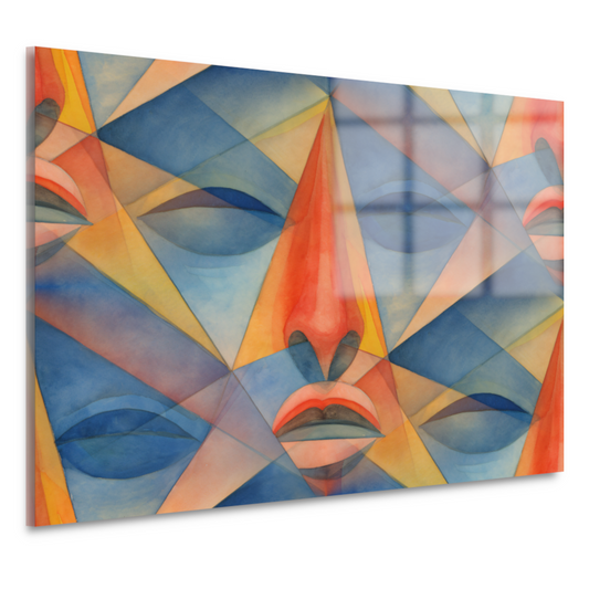 Geometrisch portret in lijnenspel acrylglas
