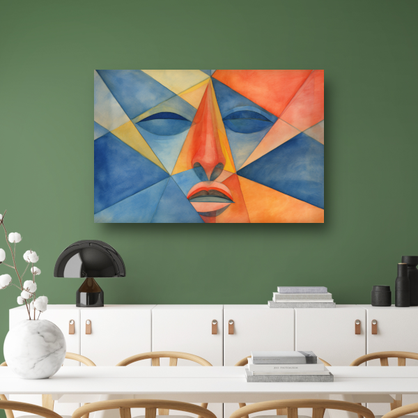Geometrisch portret in lijnenspel poster