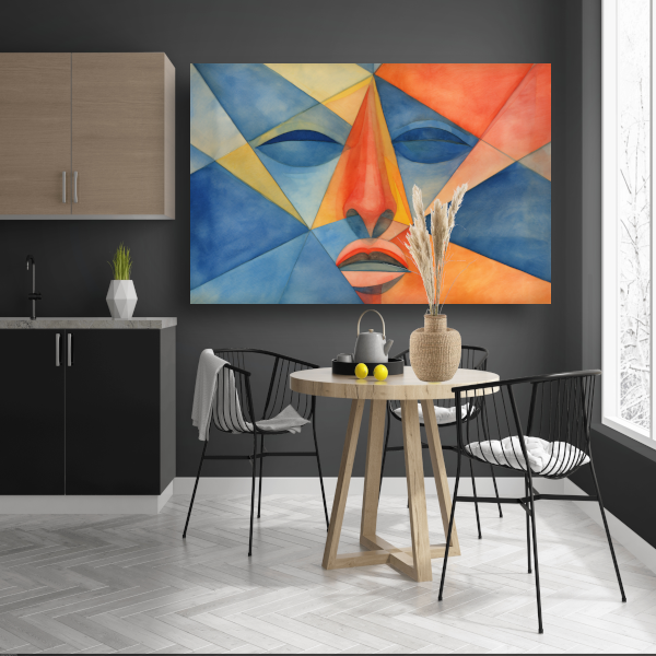 Geometrisch portret in lijnenspel poster