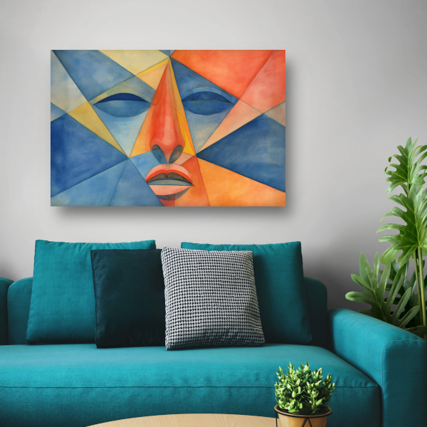 Geometrisch portret in lijnenspel poster
