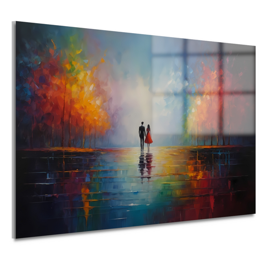 Reflecties van Liefde in Kleurrijk Bos acrylglas