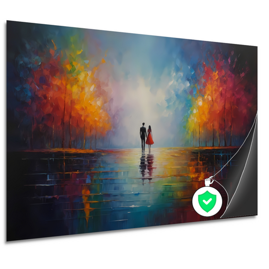 Reflecties van Liefde in Kleurrijk Bos poster