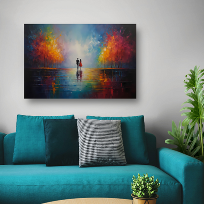Reflecties van Liefde in Kleurrijk Bos poster
