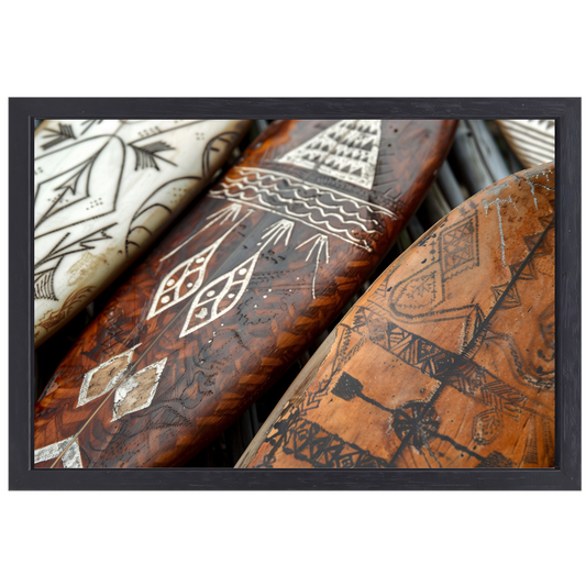 Moderne Houten Surfplanken Muurdecoratie canvas met baklijst