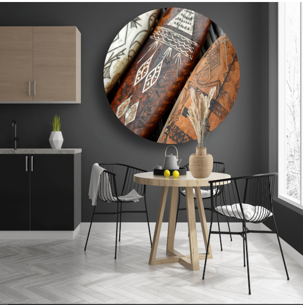 Moderne Houten Surfplanken Muurdecoratie aluminium muurcirkel