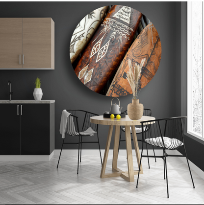 Moderne Houten Surfplanken Muurdecoratie aluminium muurcirkel