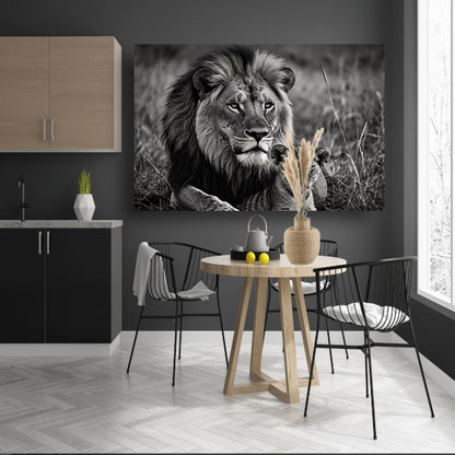 Majestueuze leeuwin met haar welp in zwart-wit acrylglas