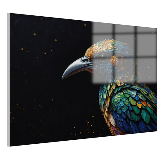 Sterrennacht met Kleurrijke Vogelportret acrylglas