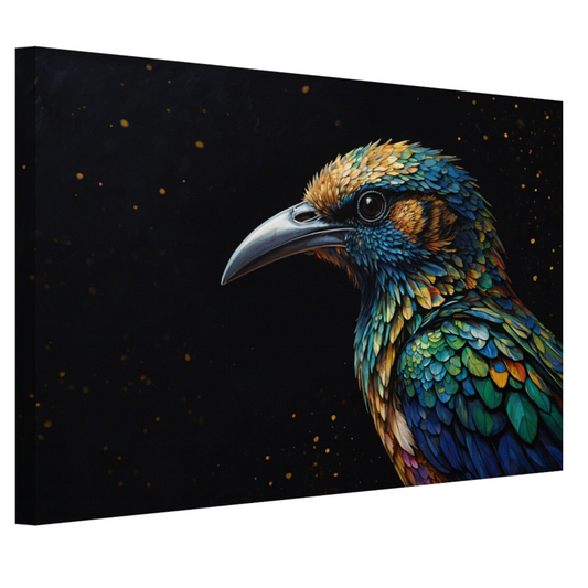 Sterrennacht met Kleurrijke Vogelportret canvas