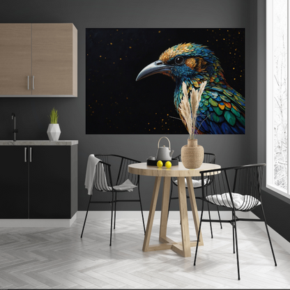 Sterrennacht met Kleurrijke Vogelportret canvas