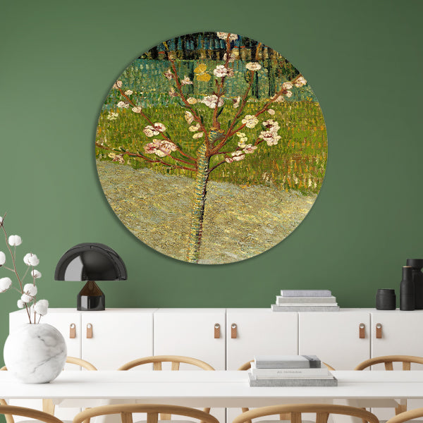 Amandelboom in bloei - Vincent van Gogh aluminium muurcirkel