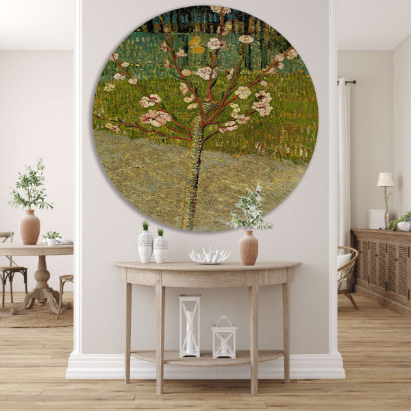 Amandelboom in bloei - Vincent van Gogh aluminium muurcirkel