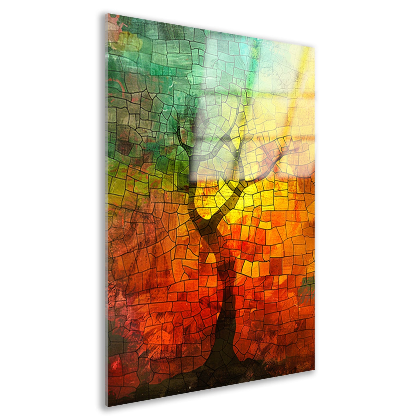 Abstracte boom met kleurrijke patronen acrylglas