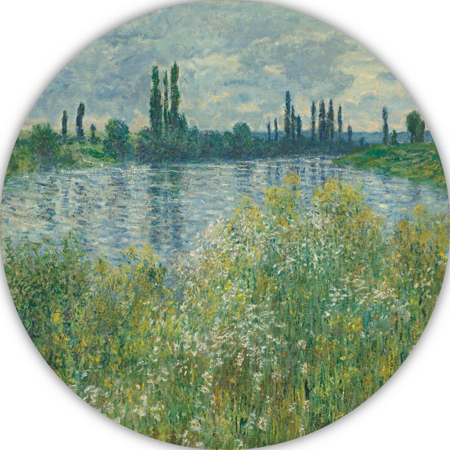 Oevers van de Seine, Vetheuil - Claude Monet aluminium muurcirkel