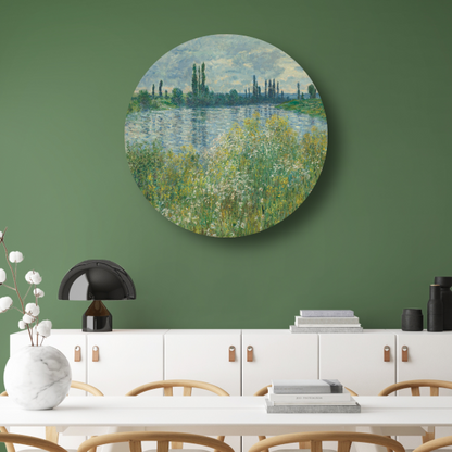 Oevers van de Seine, Vetheuil - Claude Monet aluminium muurcirkel