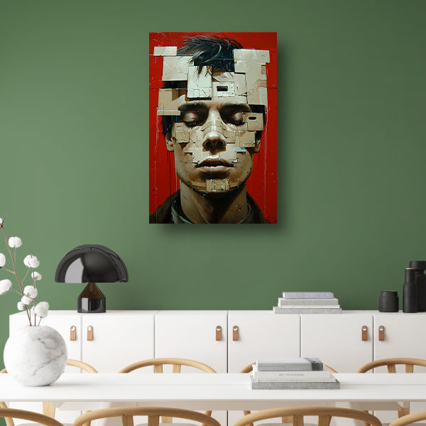 Abstract futuristisch gezicht met geometrische vormen canvas
