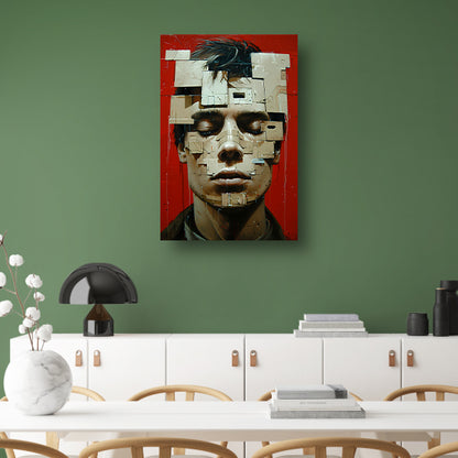 Abstract futuristisch gezicht met geometrische vormen canvas