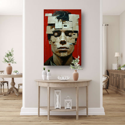 Abstract futuristisch gezicht met geometrische vormen canvas