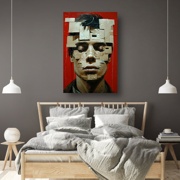 Abstract futuristisch gezicht met geometrische vormen canvas