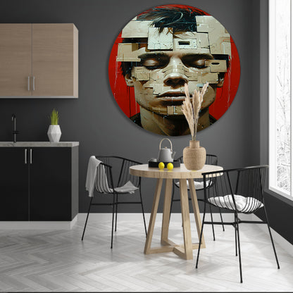 Abstract futuristisch gezicht met geometrische vormen forex muurcirkel