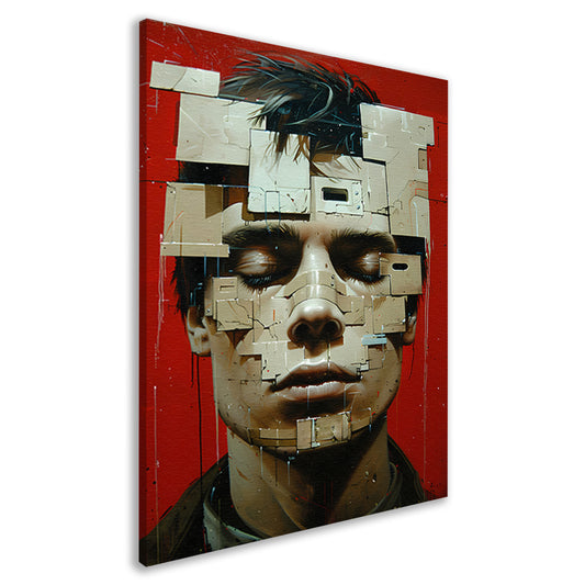 Abstract futuristisch gezicht met geometrische vormen canvas