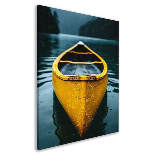 Gele Kano in de Regen op een Meer canvas