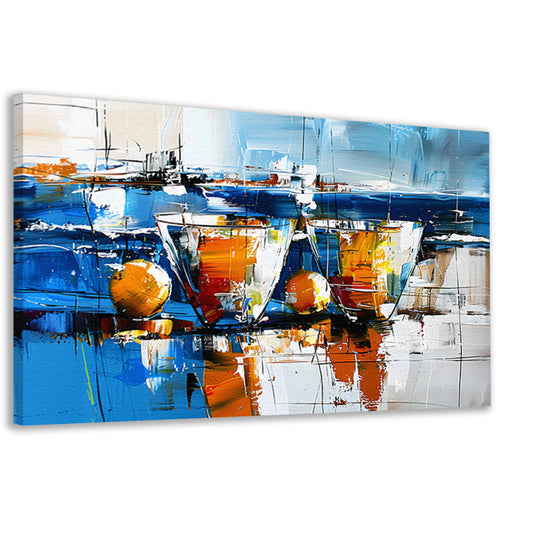 Abstract schilderij van glazen en vruchten canvas