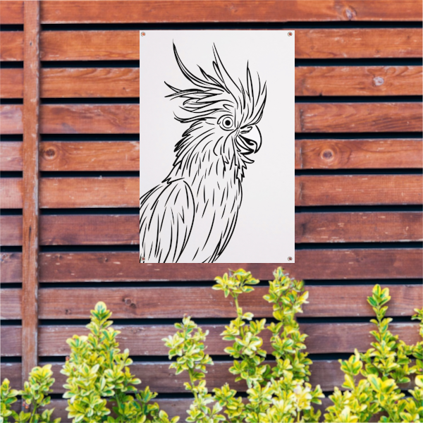 Eenvoudige Zwarte Lijnen Vogel Illustratie tuinposter