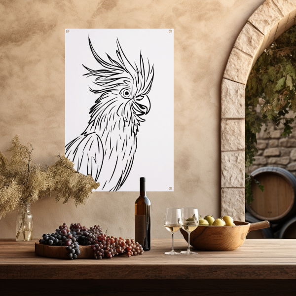 Eenvoudige Zwarte Lijnen Vogel Illustratie tuinposter