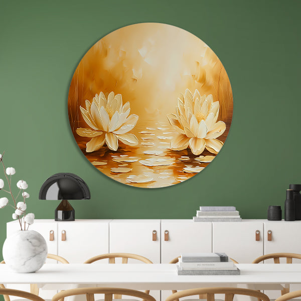 Elegante waterlelies in warme sepia tinten forex muurcirkel