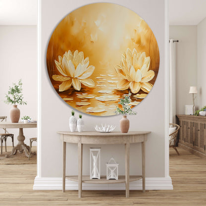 Elegante waterlelies in warme sepia tinten forex muurcirkel