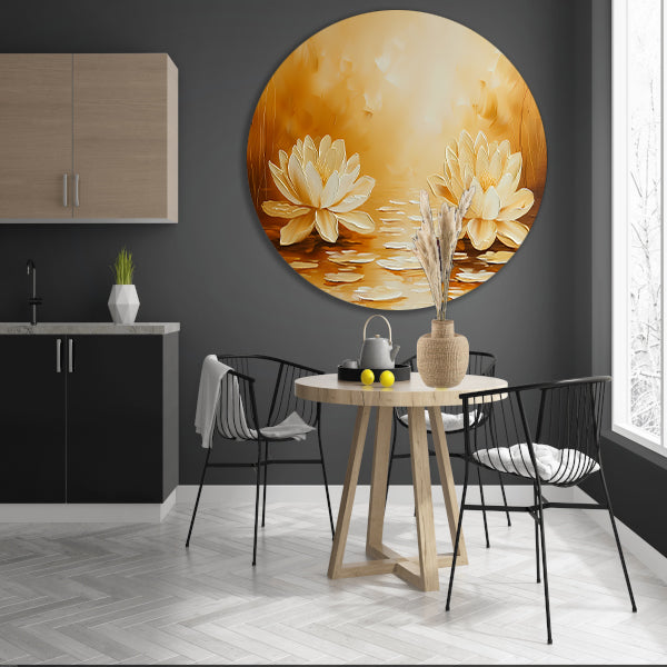 Elegante waterlelies in warme sepia tinten forex muurcirkel
