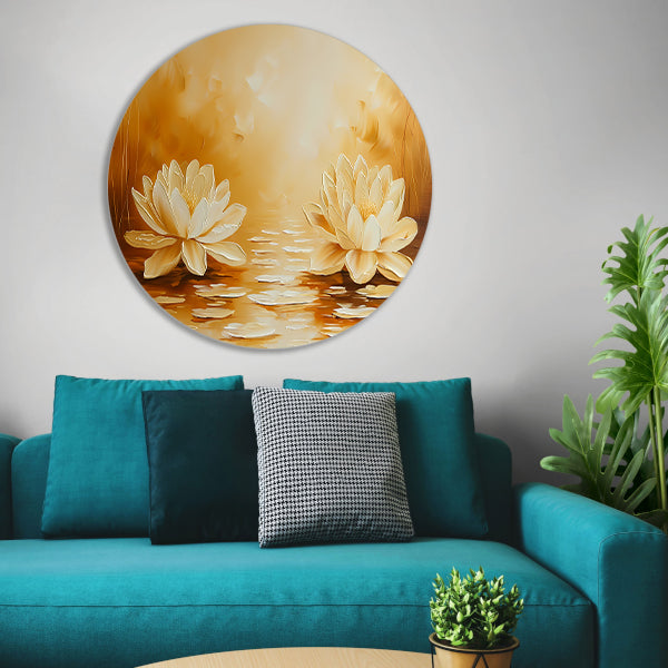 Elegante waterlelies in warme sepia tinten forex muurcirkel