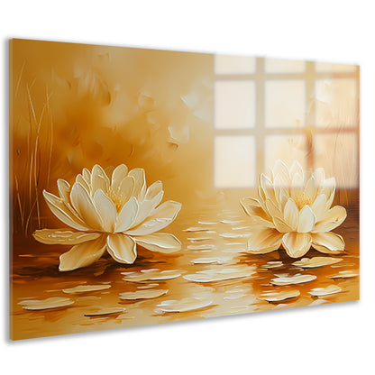 Elegante waterlelies in warme sepia tinten acrylglas