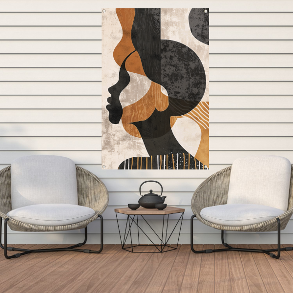 Abstract Silhouet in Aardetinten en Monochroom tuinposter